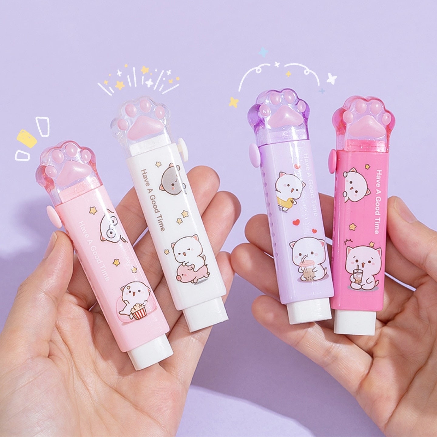 ARTİGOKİT | Push-pull Cat paw cute eraser girl pencil eraser